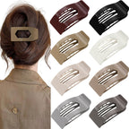 Rokateam flat hair clips front view showing glossy neutral design