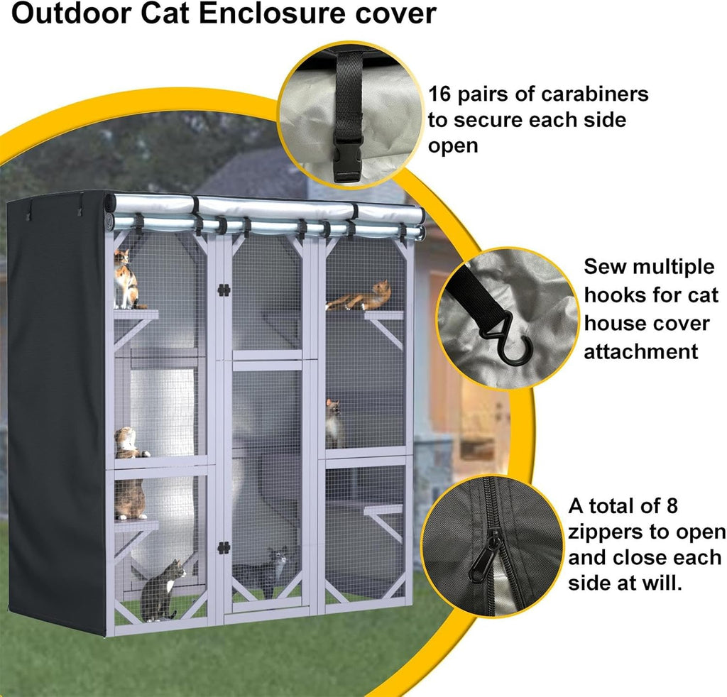 Ddeman heavy duty cat cattery protector secure buckle and hook attachment details