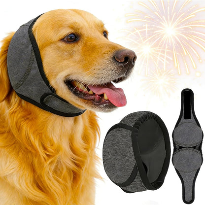 LHP dog ear muffs noise protection front view on a retriever breed