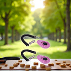 Durable pink dog behavior aid clicker with secure wrist loop details