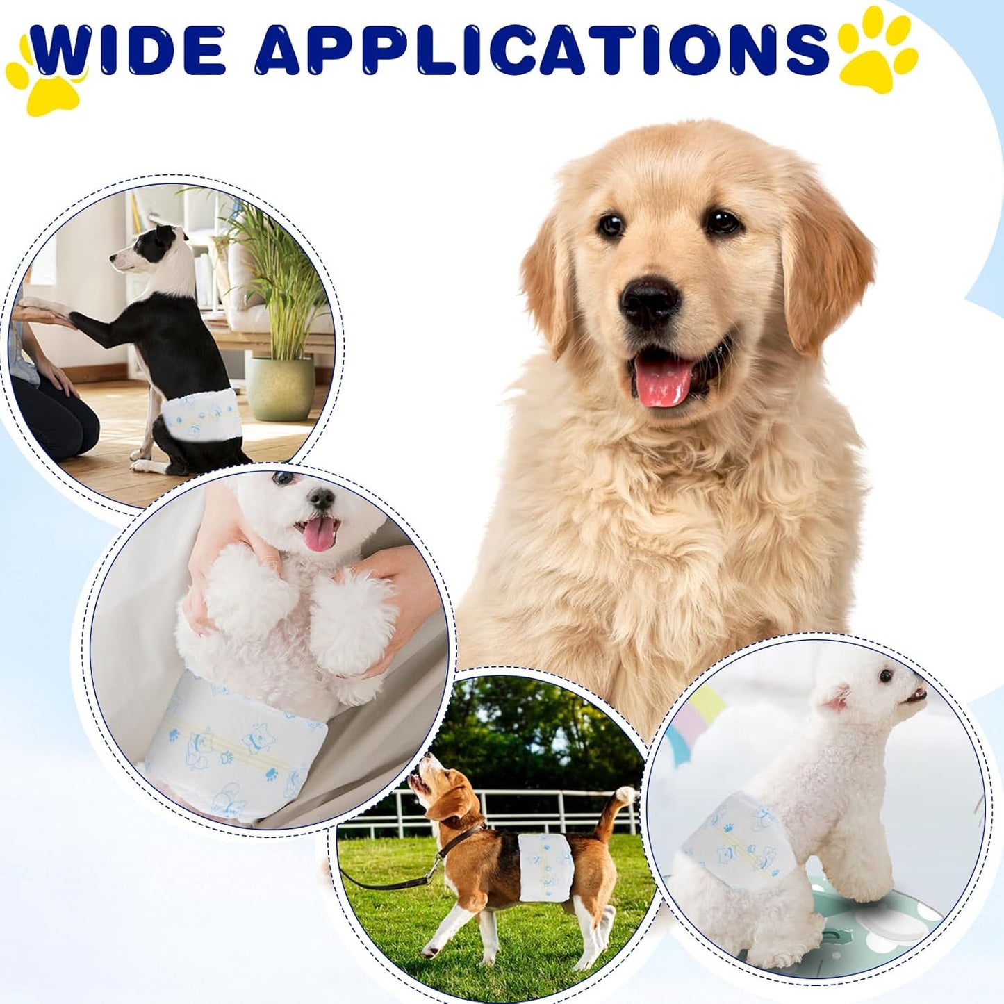 XPCARE disposable male dog diapers showing the breathable outer material designed for pet comfort.