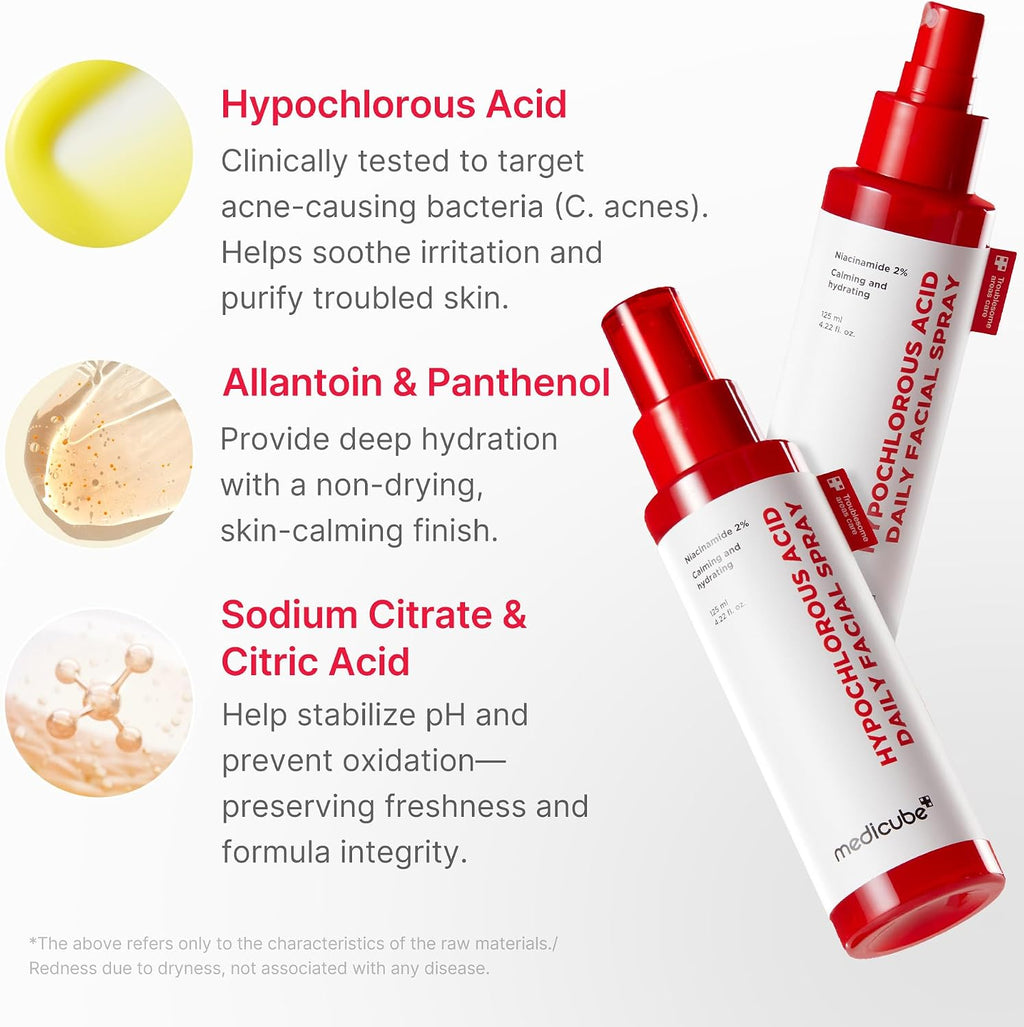 Medicube skincare spray ingredient highlights close up
