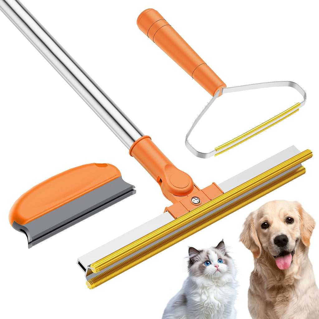 3 in 1 Carpet Rake for Pet Hair Removal, Tool Set of 3, 55" Long Handle Carpet Pet Hair Removal Carpet Scraper Dog Cat Hair Remover for Sofa, Couch, Car, Rug - Image 10
