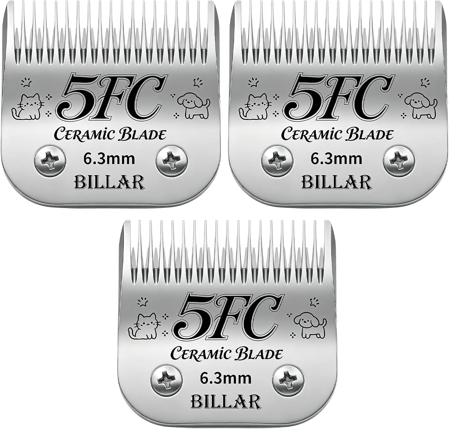 BILLAR(R) 5FW Dog Grooming Wide Blade,Detachable Pet Dog Grooming Blades,Compatible with Andis,Oster A5,Wahl km10 Clippers.Cutting Length 1/4 in(6.3mm) - Image 11