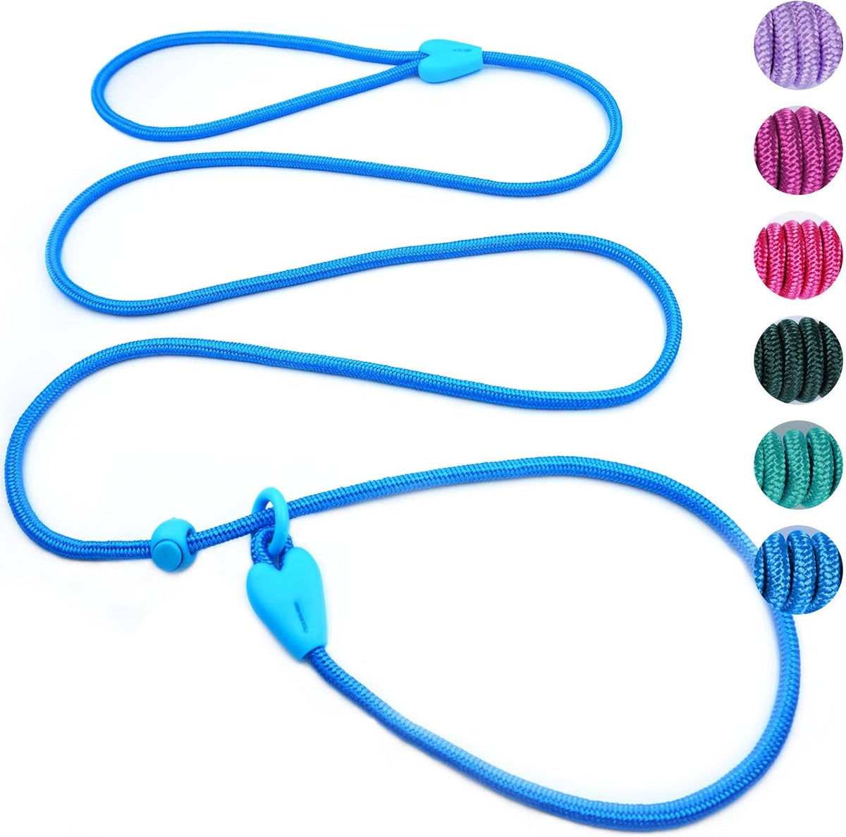 Authentic viunimo pink rope slip lead showing the strong metal ring connection.