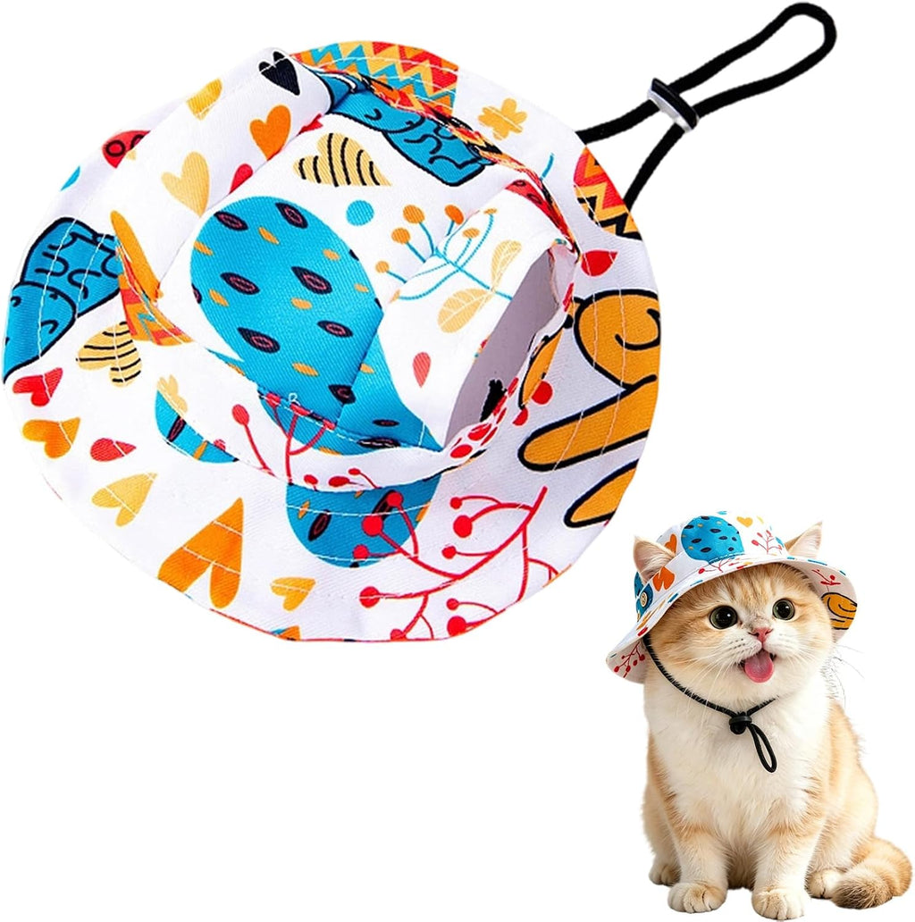 Dog Sun Hat,1PC Adjustable Princess Dog Bucket Hat with Ear Holes,Round Brim Dogs Visor Cap Pet Fisherman Hat for Pupies Small Dogs Cat Outdoor Sport (Blue, Large) - Image 14