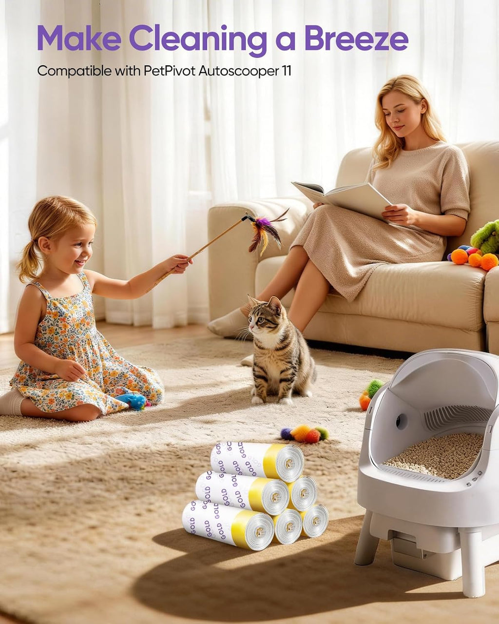 AWoHH premium imported cat litter bags product dimensions view