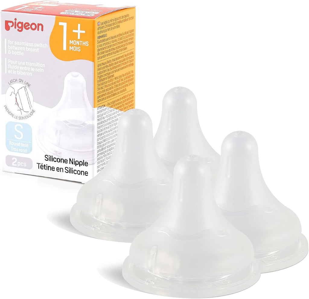 Pigeon Silicone Nipple Size Small front view pack of four authentic USA import