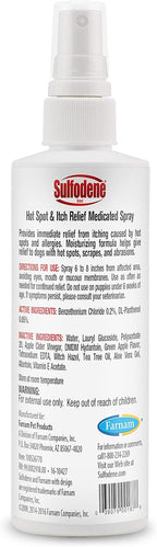 Sulfodene imported pet skin care product container close up