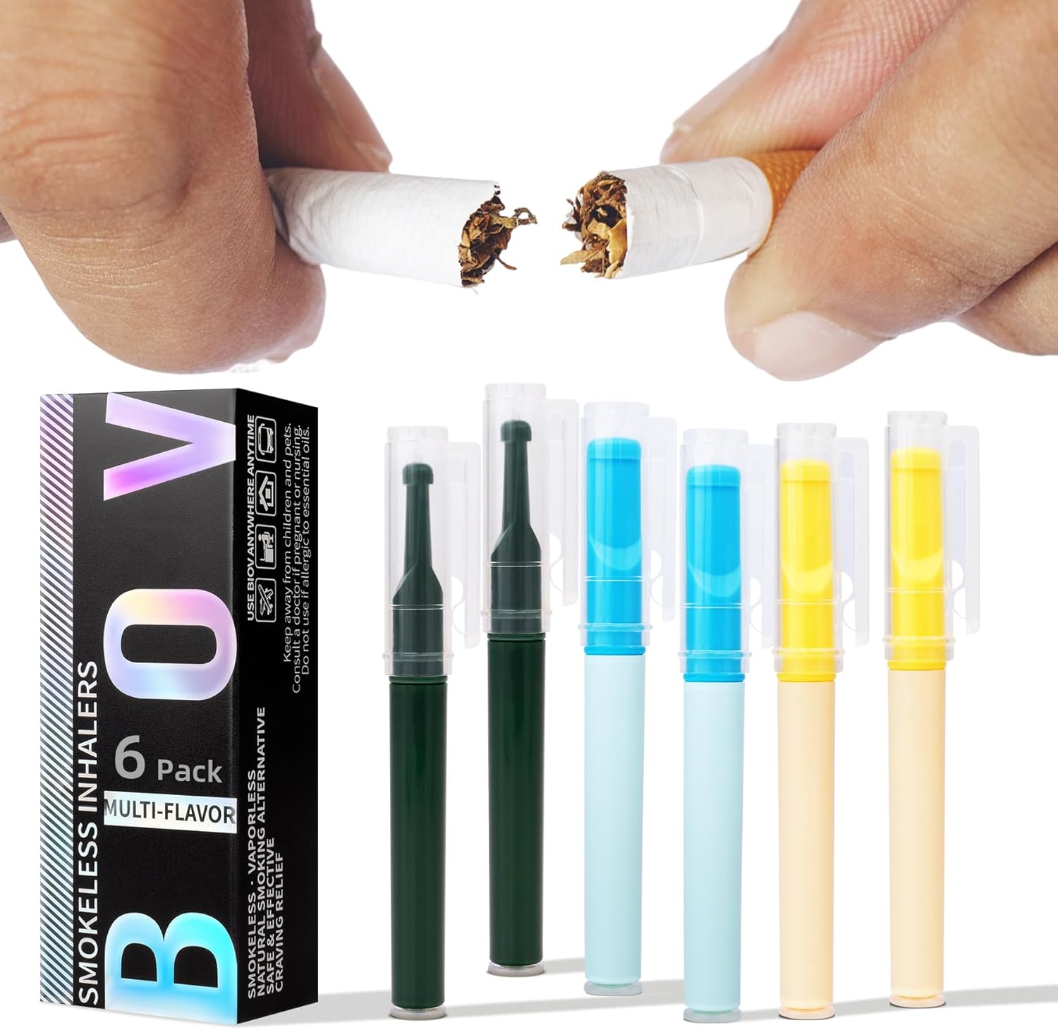 Biovikoting Smokeless Inhalers 6 Pack front view showing variety of colors