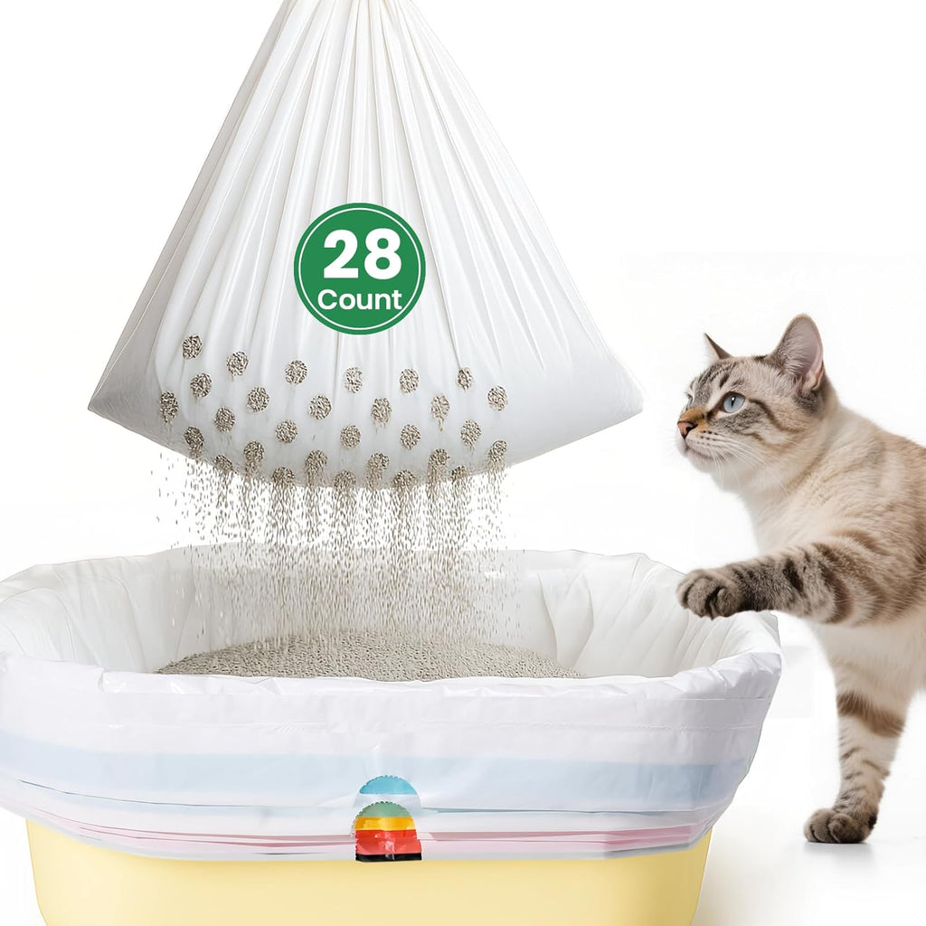 Soft low profile tear resistant feline litter box liner installed inside a deep kitty litter pan.