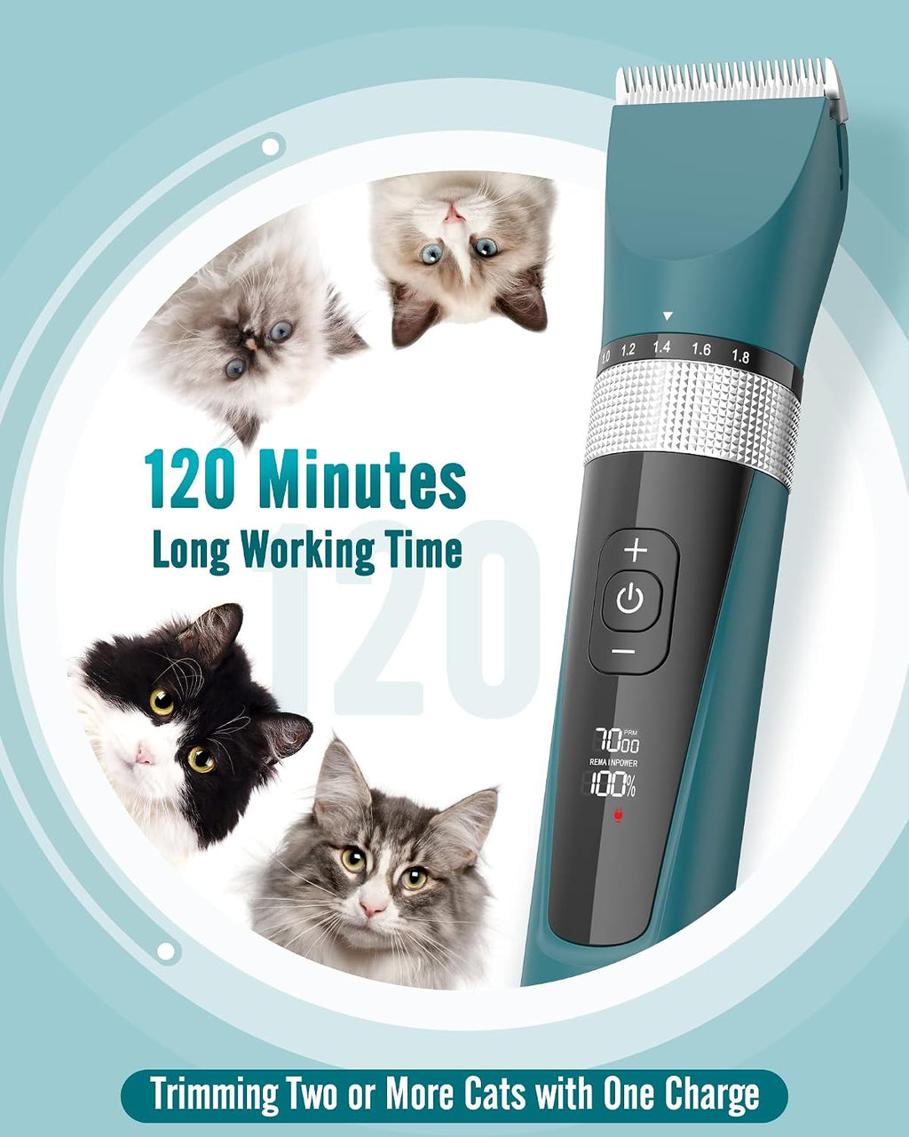 Oneisall pet hair trimmer close up of stainless steel and ceramic blades