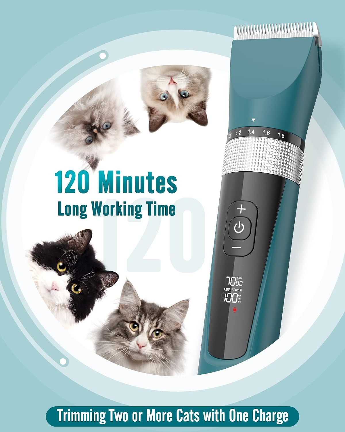 Oneisall pet hair trimmer close up of stainless steel and ceramic blades