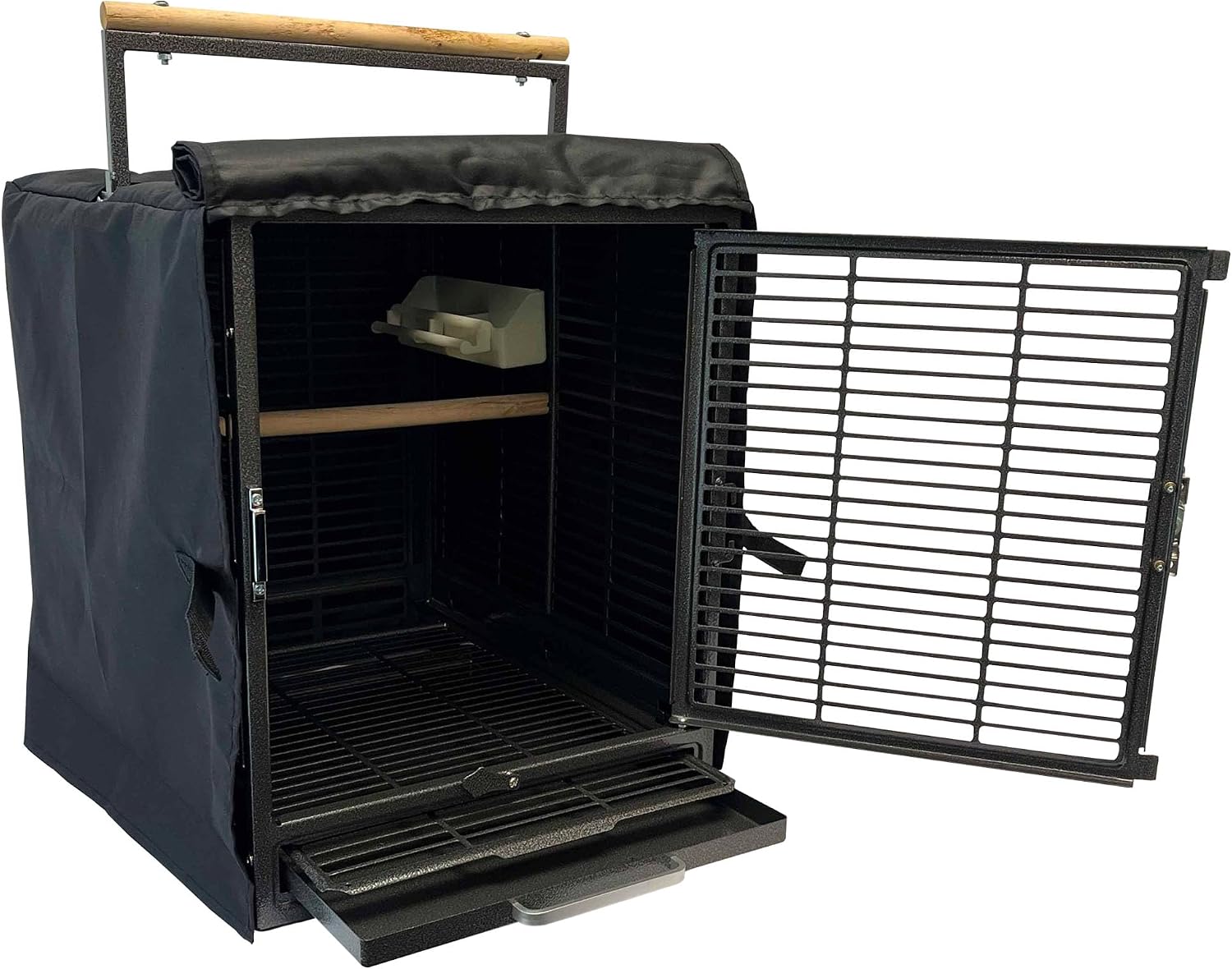 Exotic Nutrition Pet Travel Cage Cover front view showing custom fit over a portable animal cage.
