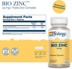 Solaray Bio Zinc 15 mg | Triple Zinc Complex for Healthy Immune System, Endocrine & Cell Function Support | 100 VegCaps - Image 2