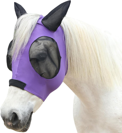 Horse Fly Mask with Ears - Large Eye Space for Full Vision, Breathable Stretch Comfort Fit, UV Protection, Forelock Opening, Easy Pull-On Paleblue Full - Image 12