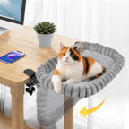 Pawow X-Large Cat Desk Bed front view mounted on office desk