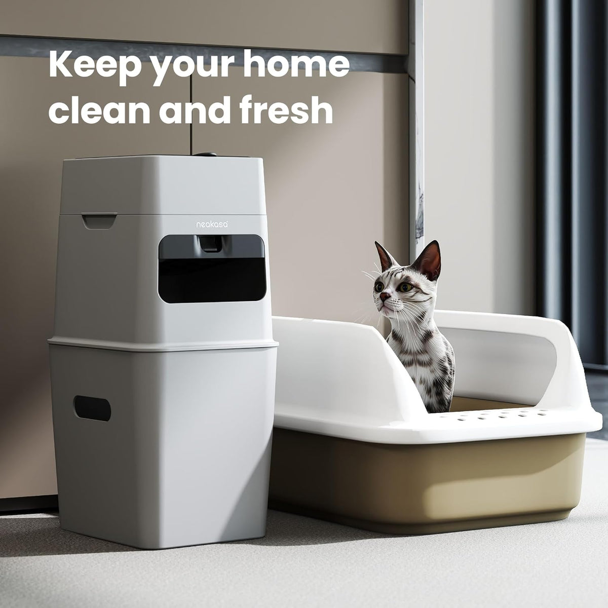 Neakasa PooGuard Litter Disposal Bin, 9.2L Trash Can for Cat Litter, Dog Waste & Diapers, with Viewing Window, Wider Opening, and 4-Month Refill Bag (Grey) - Image 9