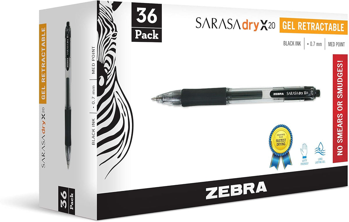Zebra Pen Sarasa Dry X20 Retractable Gel Pens, 0.7mm Medium Point, Blue Ink with Rapid Fast Dry Ink Technology, Ideal for the Left-Handed, Eliminates Smudging and Smearing in Seconds, 12-Pack (46820) - Image 12