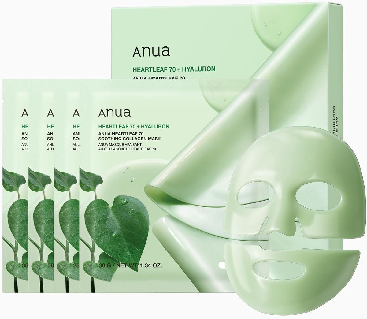 Anua Peach 70 Niacin Brightening Collagen Mask full set display