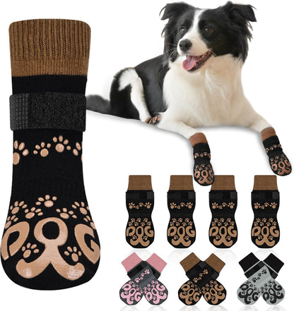 Dog Socks for Hardwood Floors Anti Slip - Double Side Dogs Booties to Prevent Licking, Hot Pavement Paw Protectors, No Twist Dog Grippy Socks for Senior Dogs, Light Grey and Black, L - Image 9