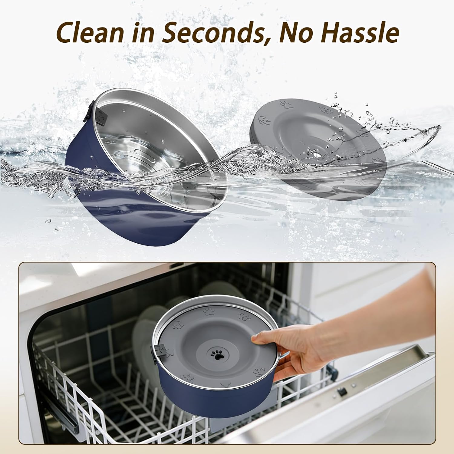 PurazQyn splash proof pet water dispenser being cleaned under running kitchen tap water.