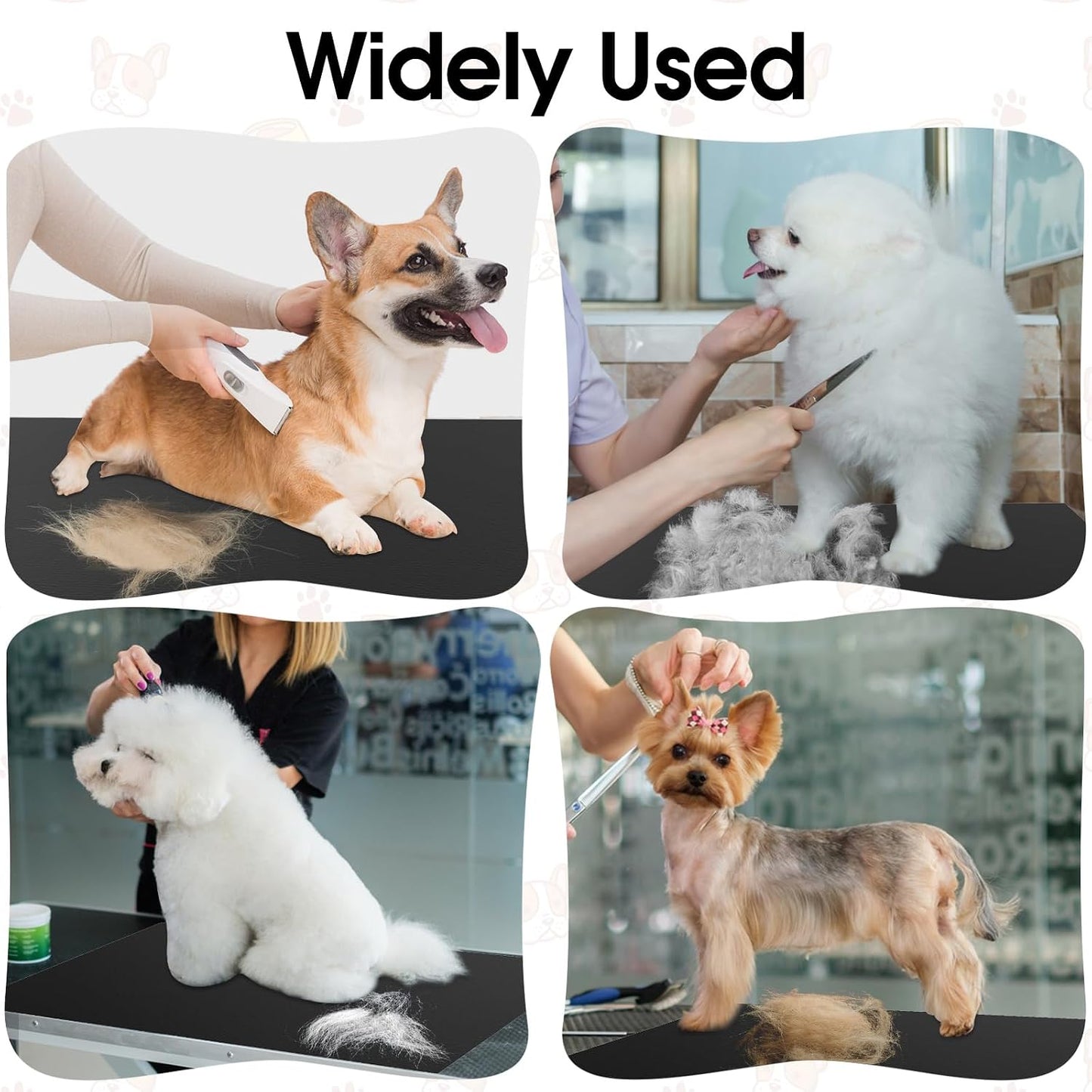 Wiojtry 24x36 inch pet grooming mat spread flat on a table highlighting its large size