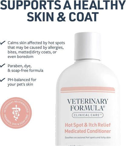 Veterinary Formula medicated pet conditioner for itchy skin relief back label view
