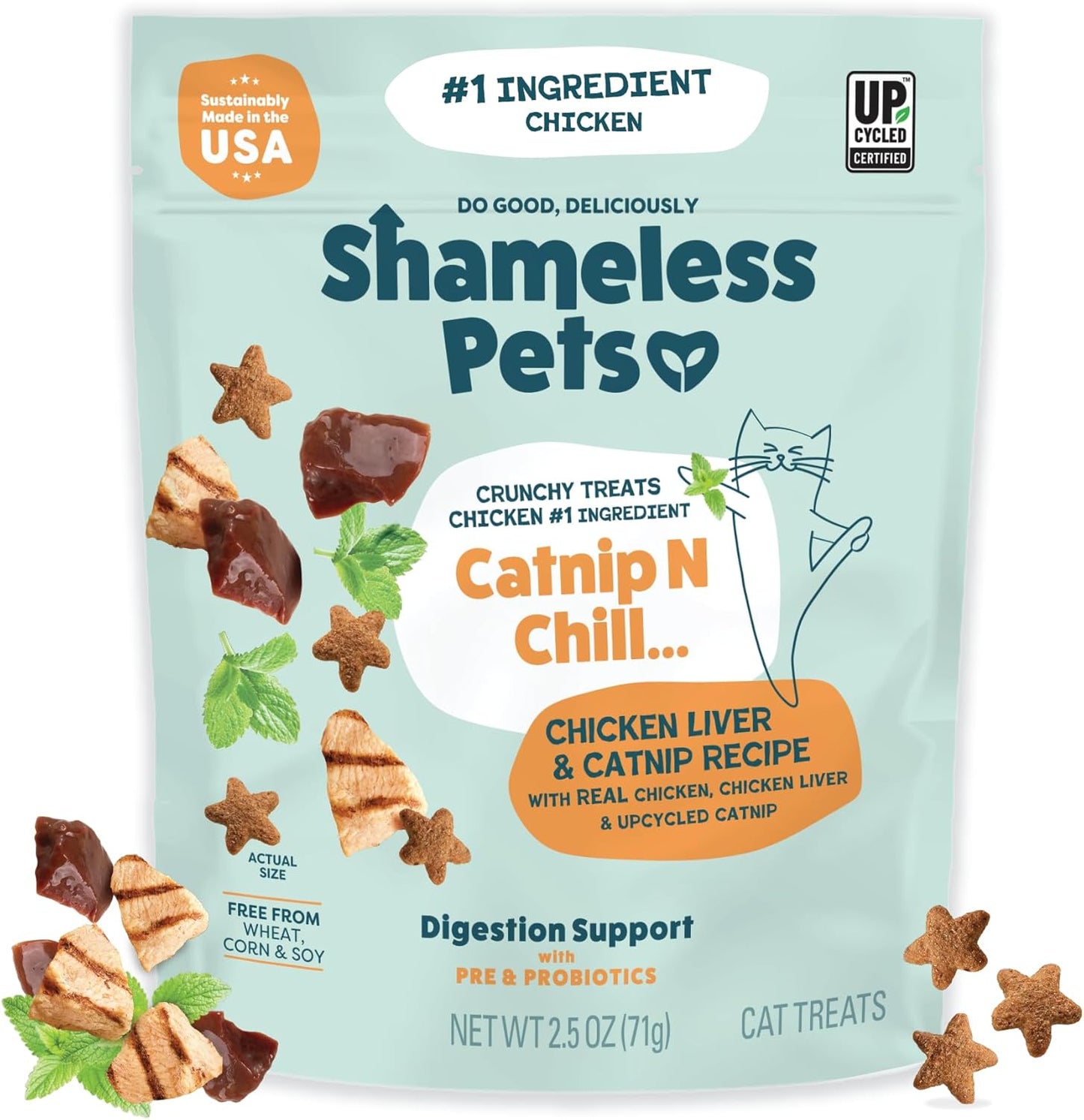 Shameless Pets Crunchy Cat Snacks & Treats - Healthy Cat Treats for Indoor Cats & Kittens with Catnip, Real Chicken & Digestive Support, Catnip N Chill (12 oz) - Image 9
