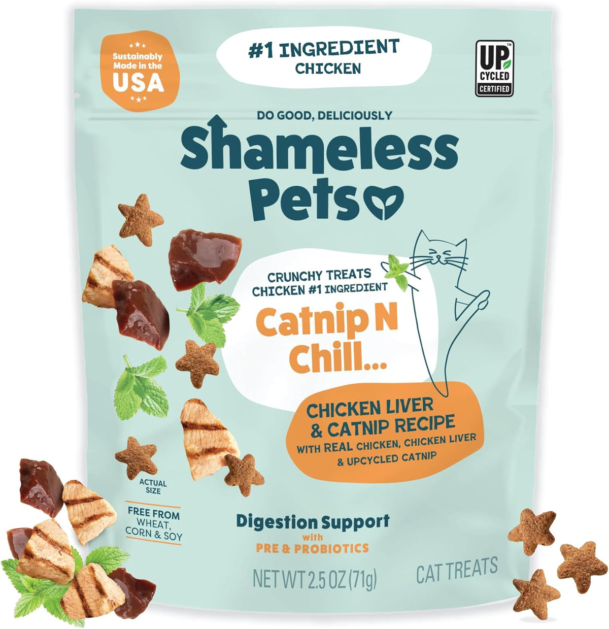 Shameless Pets Crunchy Cat Snacks & Treats - Healthy Cat Treats for Indoor Cats & Kittens with Catnip, Real Chicken & Digestive Support, Catnip N Chill (12 oz) - Image 9