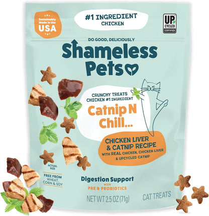 Shameless Pets Crunchy Cat Snacks & Treats - Healthy Cat Treats for Indoor Cats & Kittens with Catnip, Real Chicken & Digestive Support, Catnip N Chill (12 oz) - Image 9