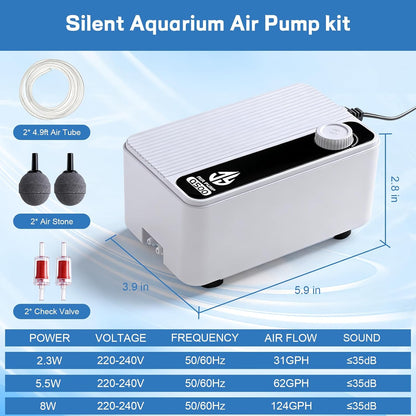 Lounginglife fish tank oxygen pump with silicone tubing accessories