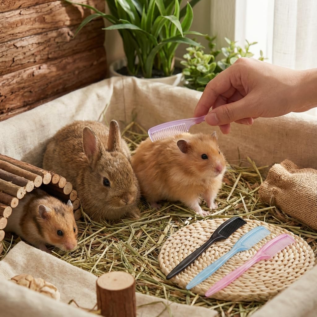 4-Pack Hamster Grooming Combs and Small Pet Hair Brushes for Hamsters, Rabbits, Guinea Pigs, Mice and Other Tiny Animals - Image 9