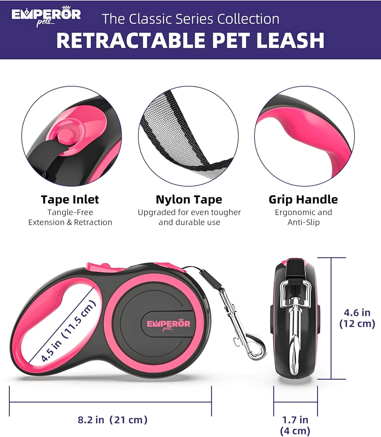 Emperor Pets heavy duty dog leash anti-slip handle