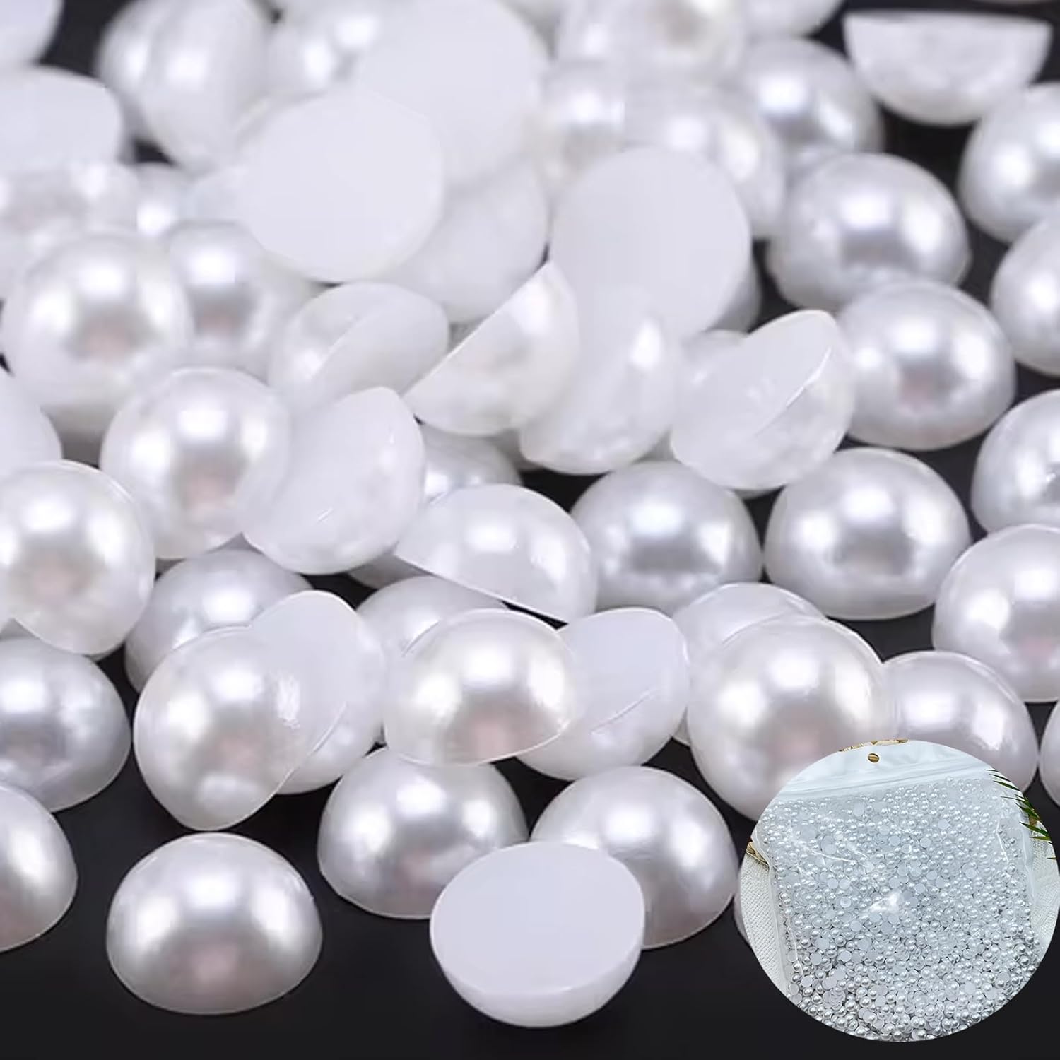 Dbdjwhj 5000 piece white flatback pearls front view