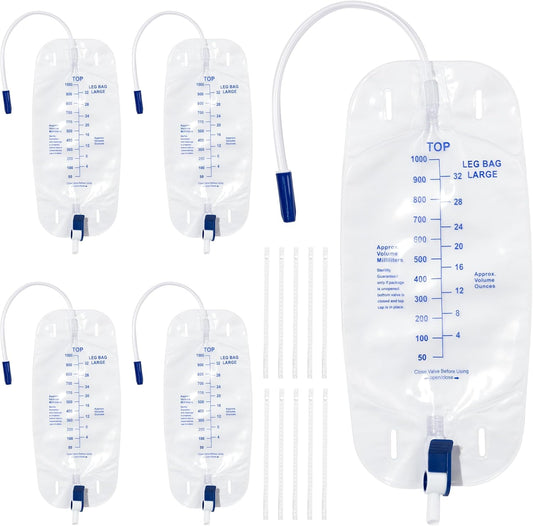 BeHerk 1000ml urinary drainage bag front view sterile leg bag