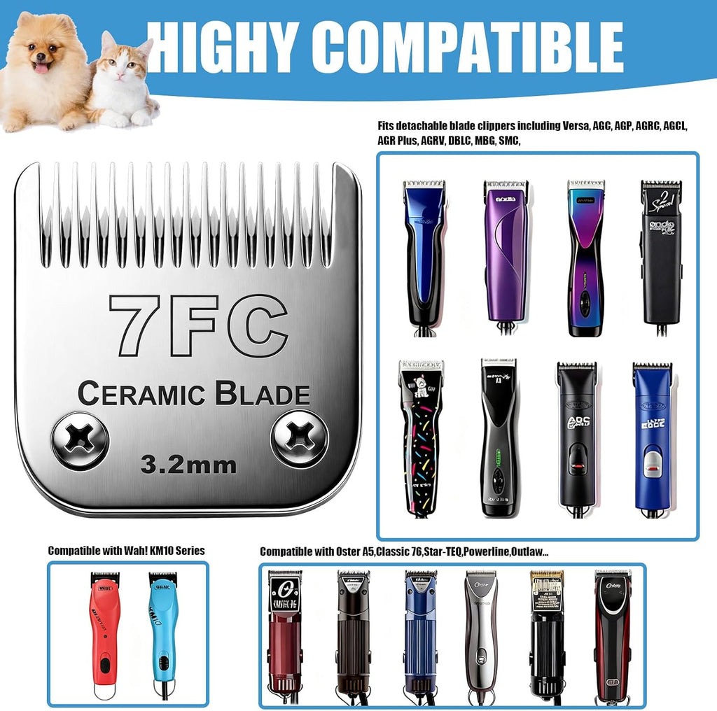 Audoc three point two millimeter pet grooming blade unboxed top angle layout.