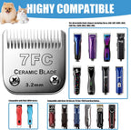 Audoc three point two millimeter pet grooming blade unboxed top angle layout.