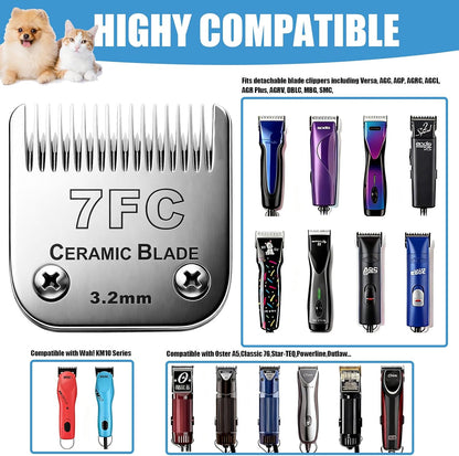 Audoc three point two millimeter pet grooming blade unboxed top angle layout.
