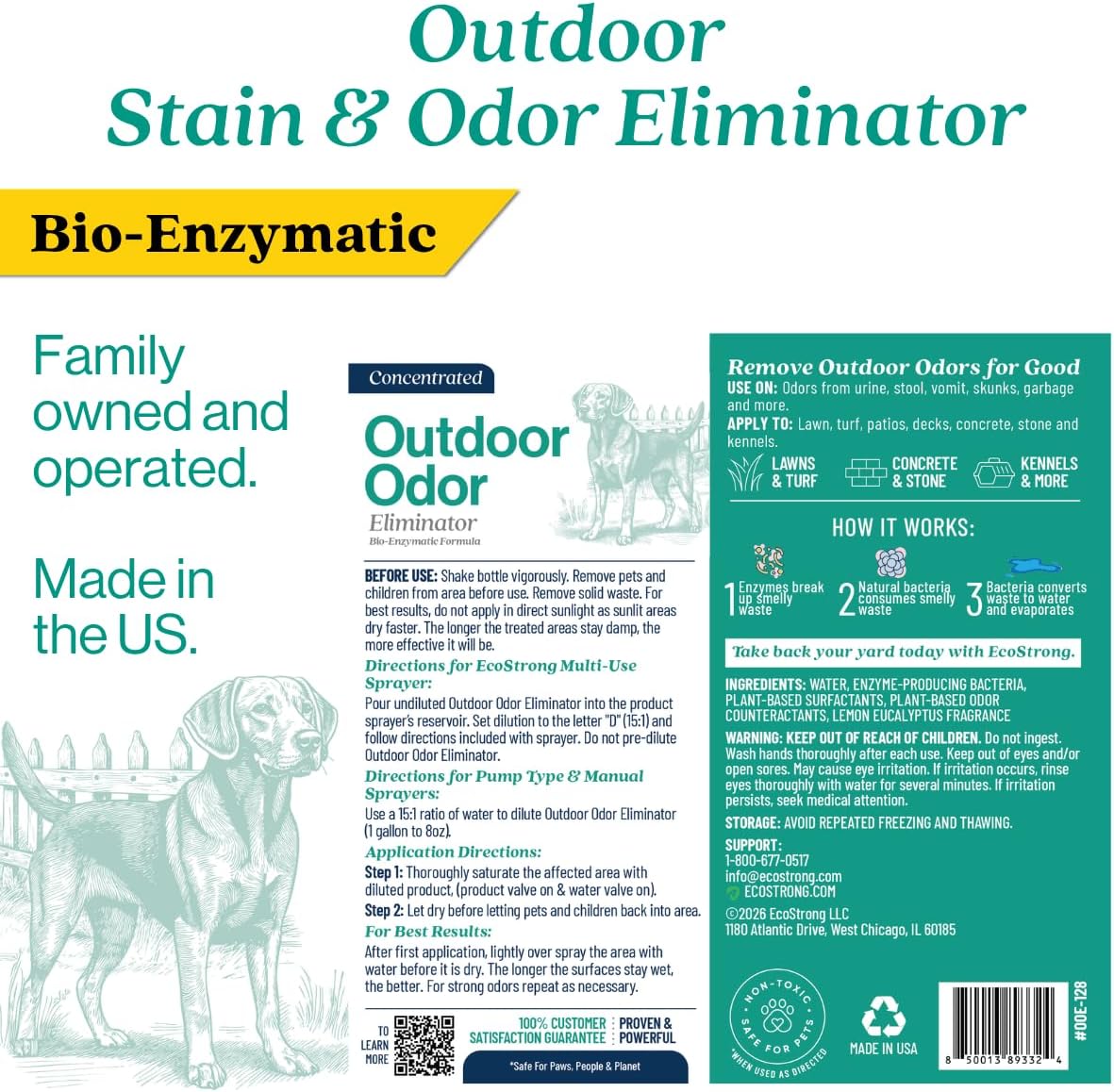 Eco Strong Outdoor Odor Eliminator | Outside Dog Urine Enzyme Cleaner - Powerful Pet, Cat, Animal Scent Deodorizer | Professional Strength for Yard, Turf, Kennels, Patios, Decks (Gallon with Sprayer) - Image 9
