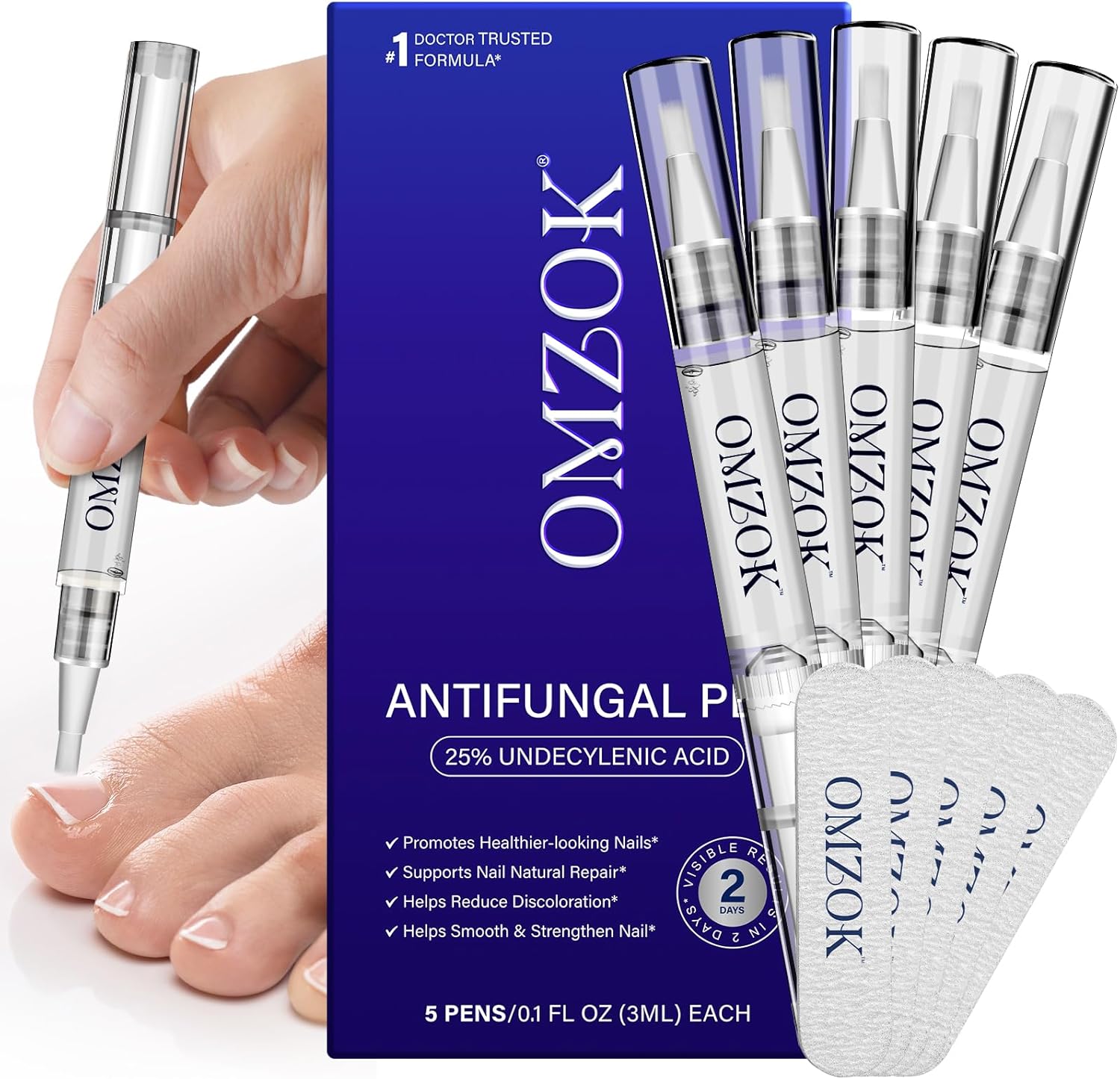 OMZOK Toenail Fungus Pen 5-pack front view for nail repair.