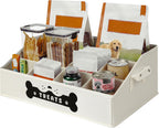 Dog Treat Container, Dogs Storage Organizer with Removable Dividers, Collapsible Dogs Treat Holder for Countertop, Trapezoid Pet Treats Containers, Dog Toy Basket with PU Handles, Medium, Gray - Image 10