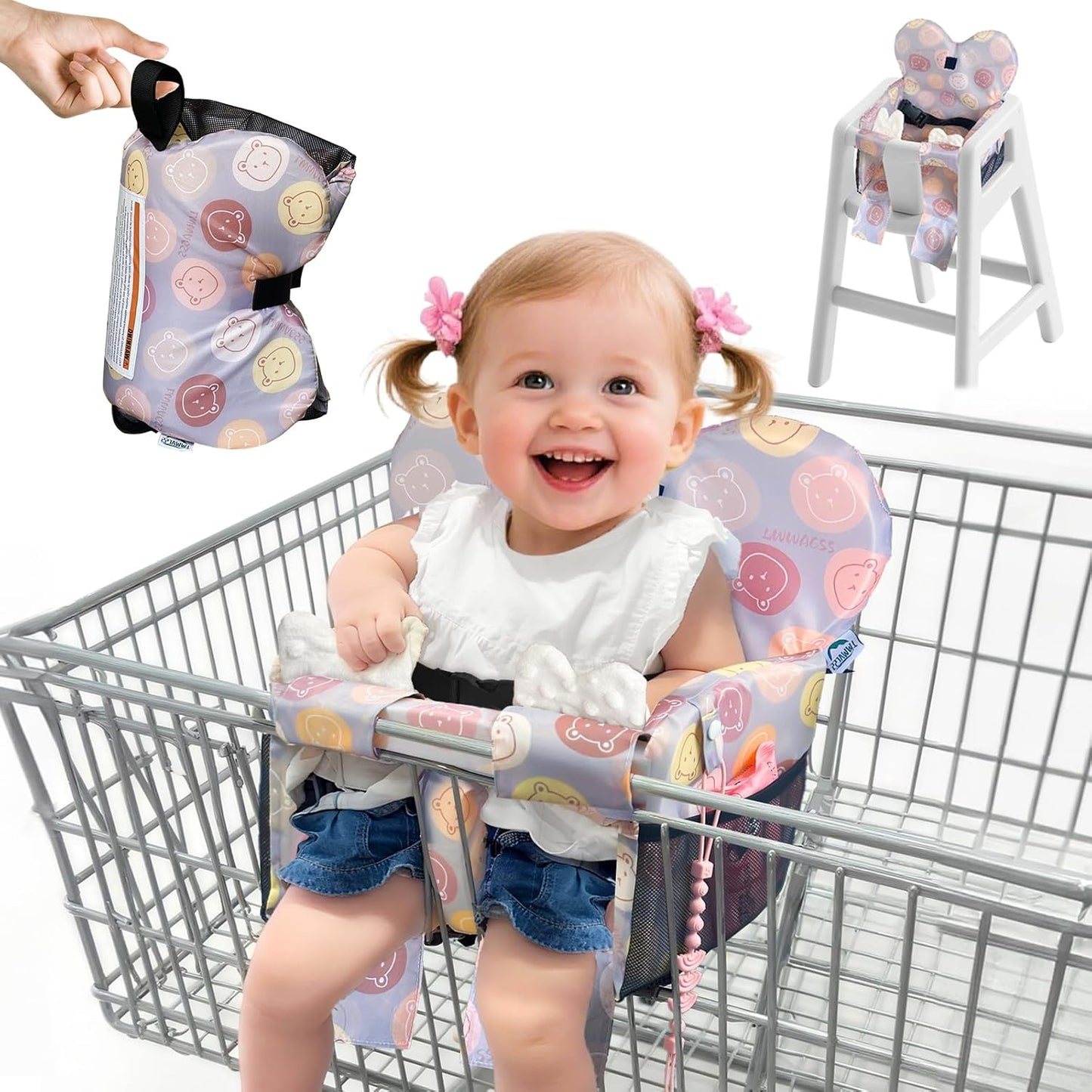 LWWACSS baby shopping cart cover with cute little bear pattern