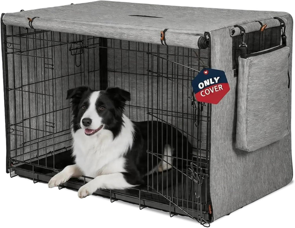 Joroamp dog crate cover front view on wire cage