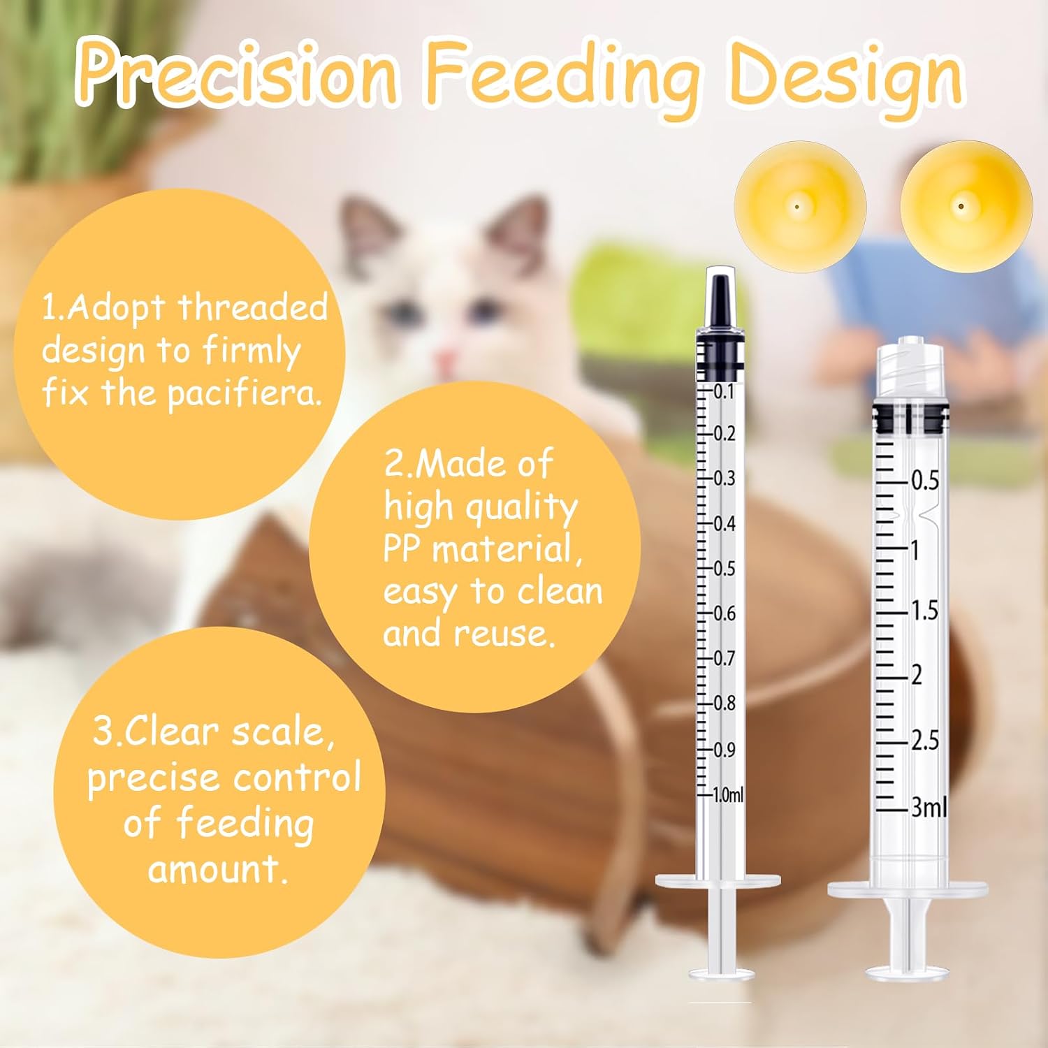 Small animal nursing supplies showing detailed view of the yellow silicone teats