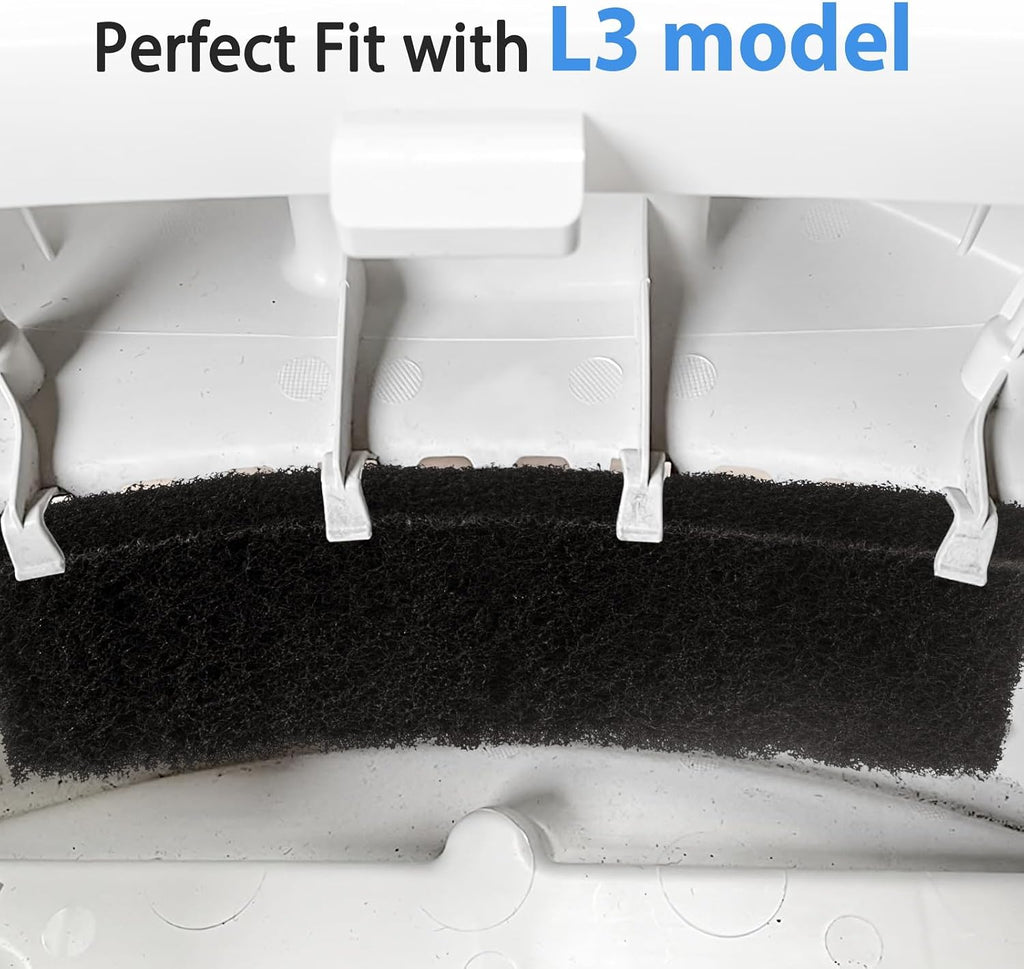 Close up view of the porous natural charcoal material of the replacement filter