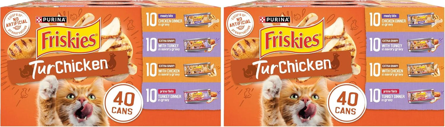 Purina Friskies TurChicken Turkey and Chicken Wet Cat Food Variety Pack with Meaty Bits, Prime Filets, and Extra Gravy, 48 ct. - Image 10