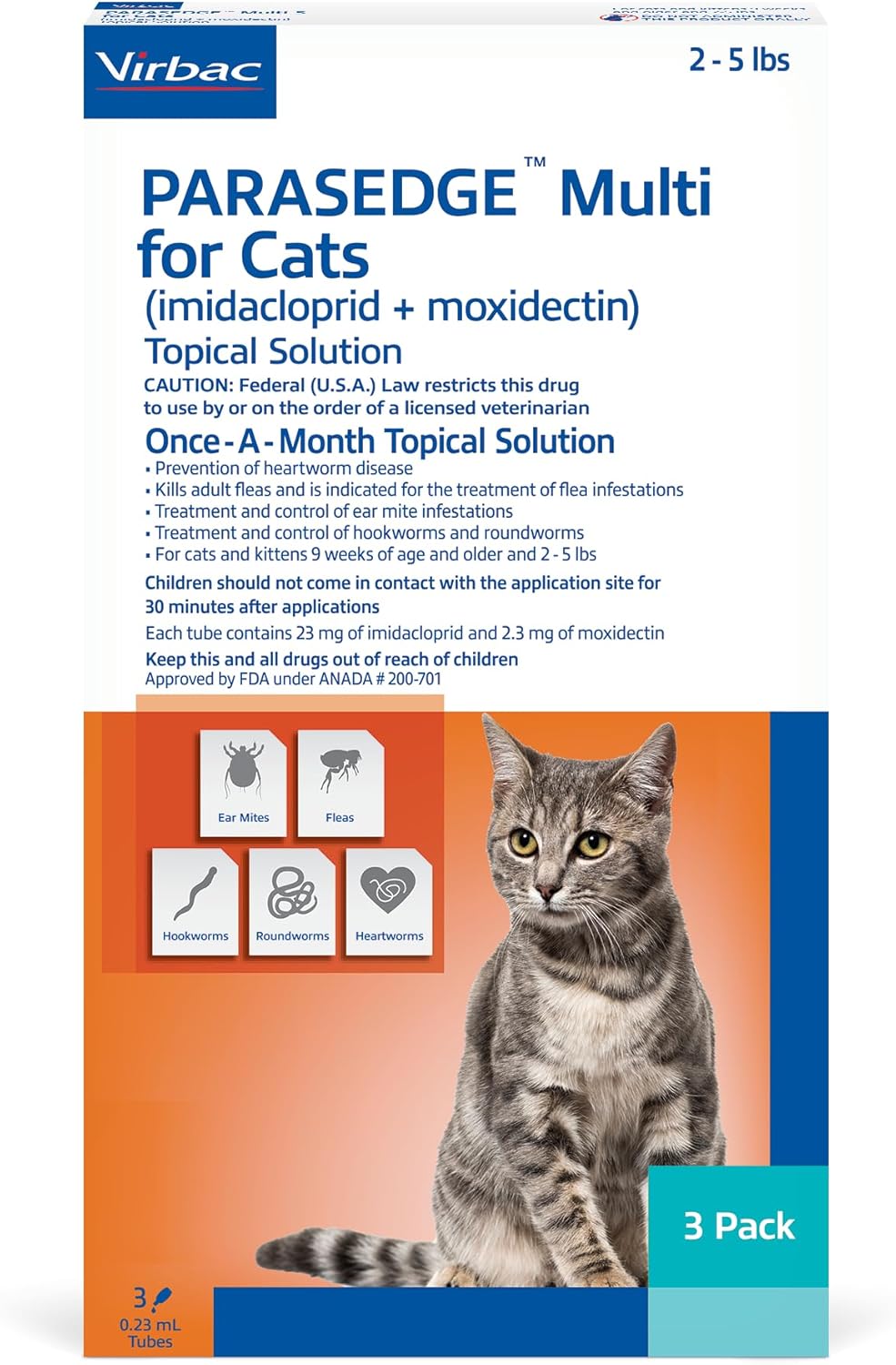 Top view of Parasedge Multi 18 for Cats 3 doses