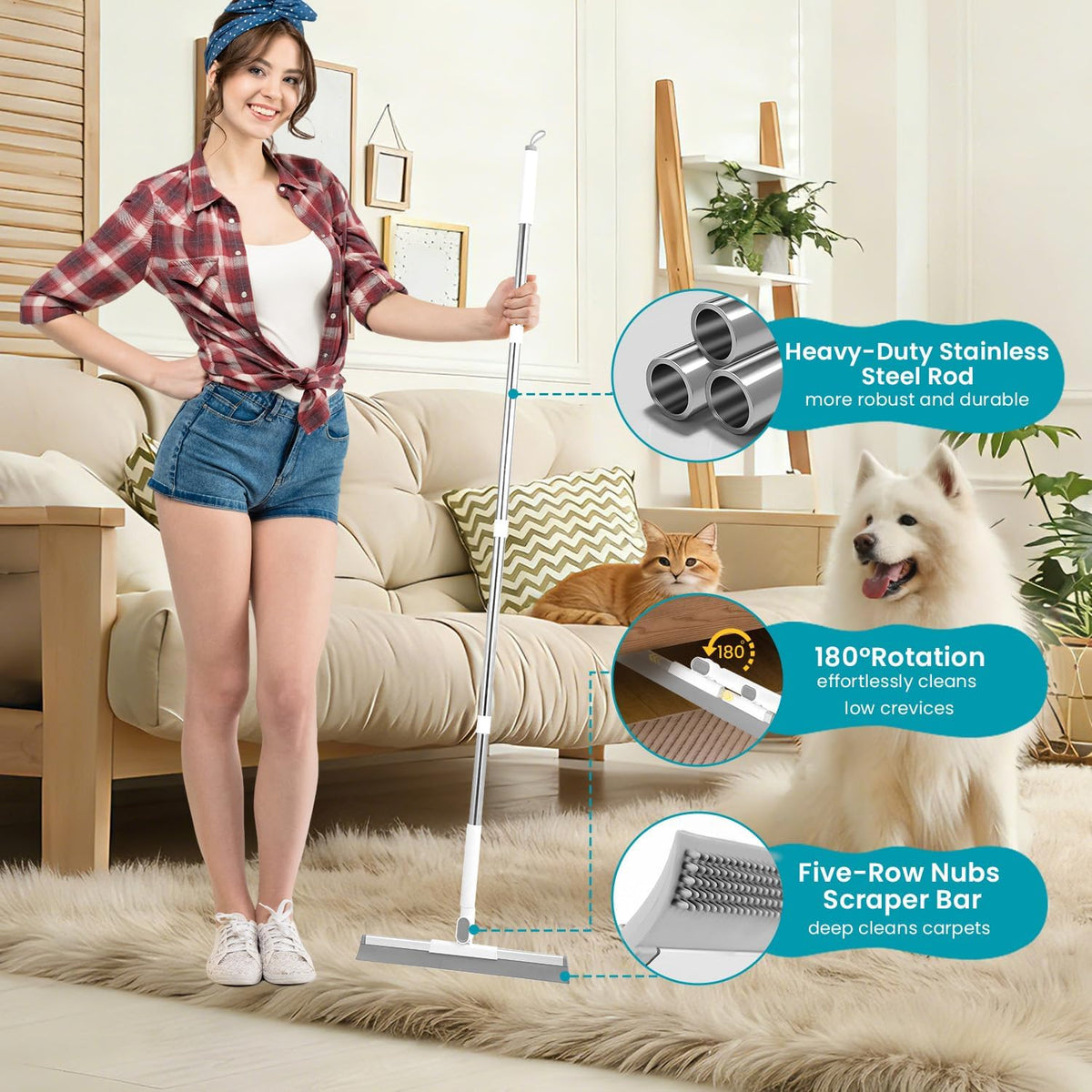 Pet massage grooming glove included in cleaning kit