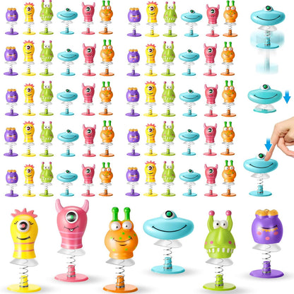 Deekin big eye animal spring launcher toys front view assortment showcasing six colorful monster styles